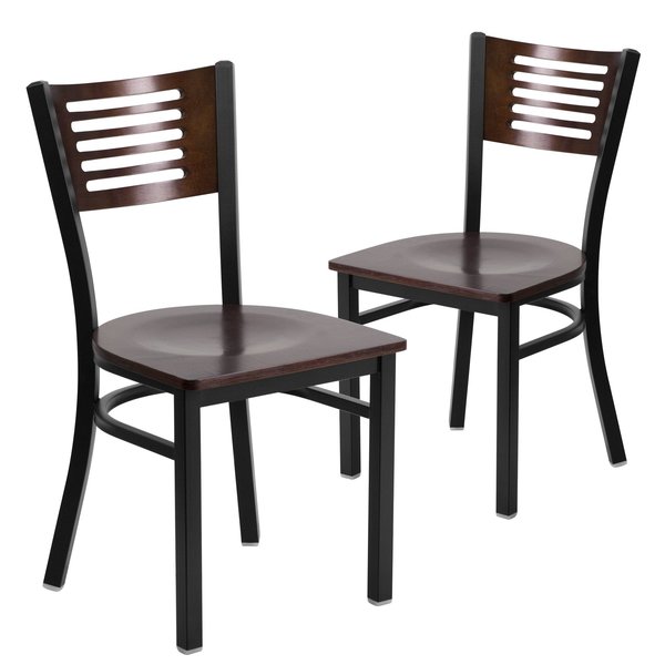 Bk/Wal Slat Chair-Wood Seat