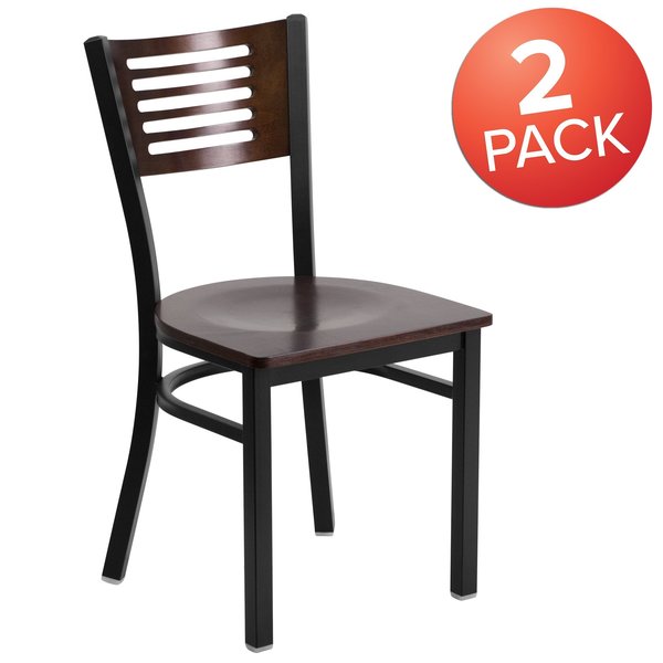 Bk/Wal Slat Chair-Wood Seat