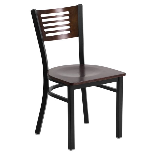 Bk/Wal Slat Chair-Wood Seat