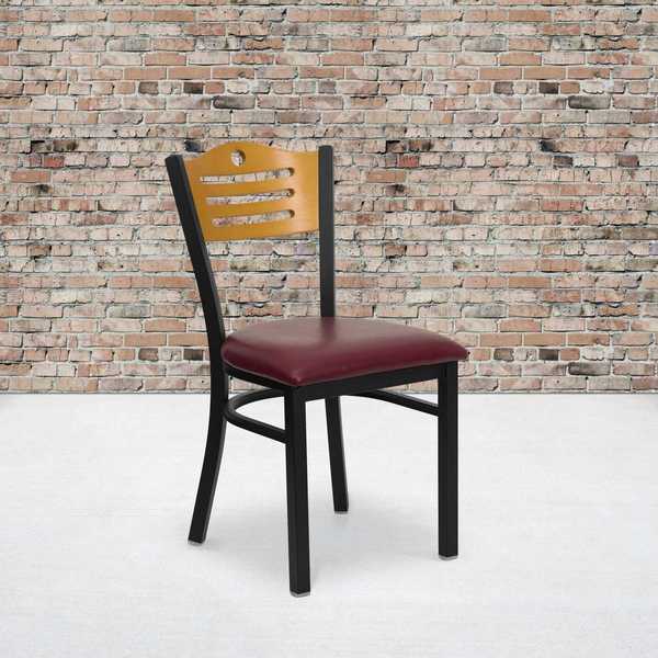 Bk/Nat Slat Chair-Burg Seat