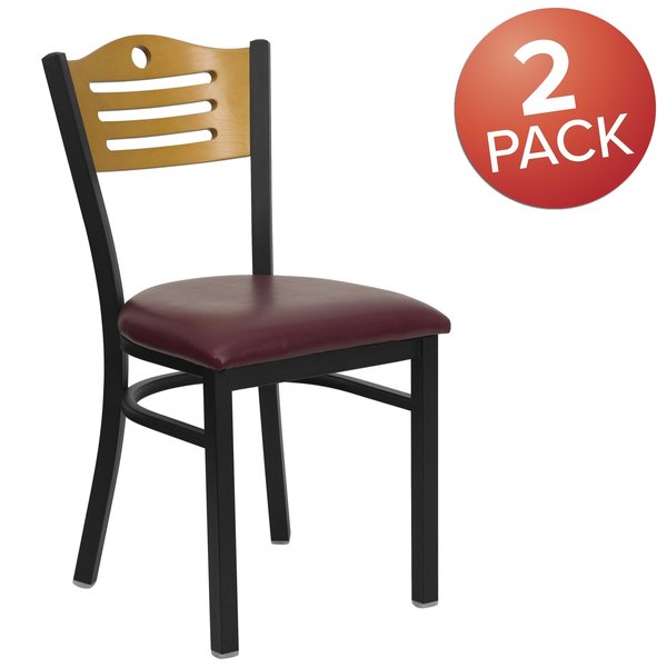 Bk/Nat Slat Chair-Burg Seat