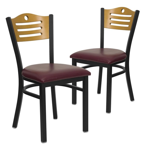 Bk/Nat Slat Chair-Burg Seat