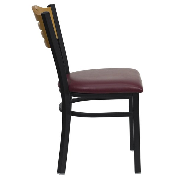 Bk/Nat Slat Chair-Burg Seat