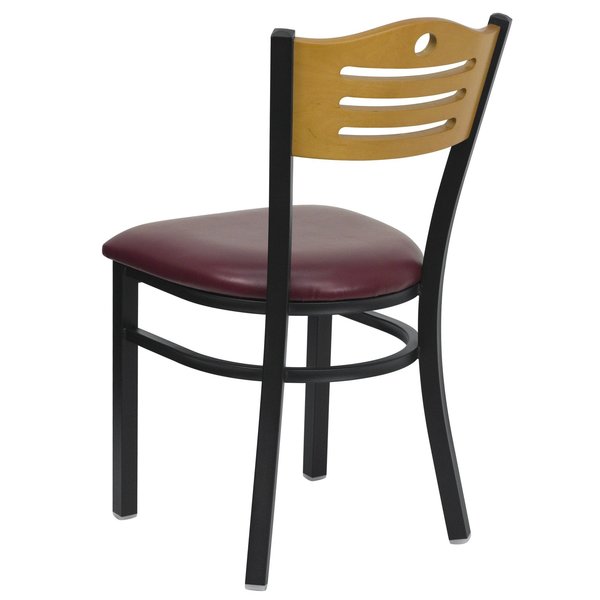 Bk/Nat Slat Chair-Burg Seat