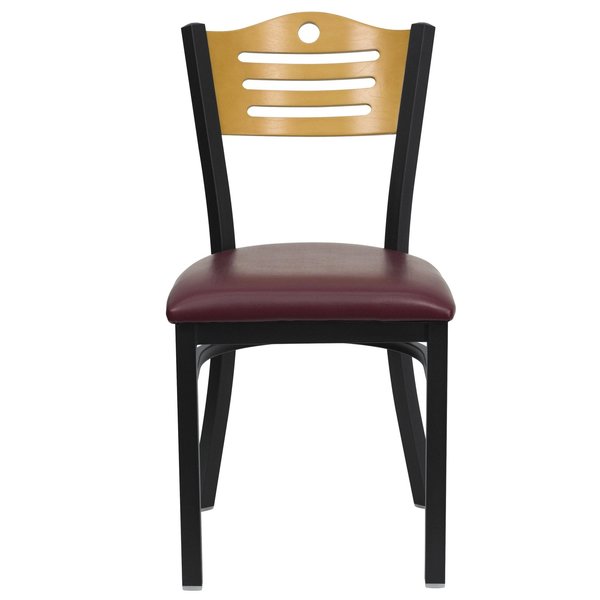 Bk/Nat Slat Chair-Burg Seat
