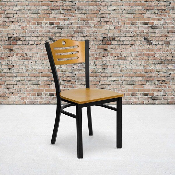 Bk/Nat Slat Chair-Wood Seat