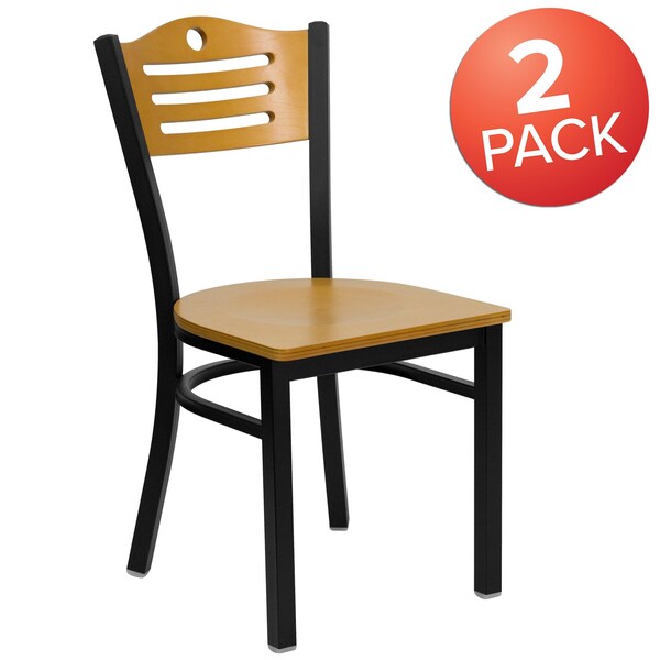 Bk/Nat Slat Chair-Wood Seat