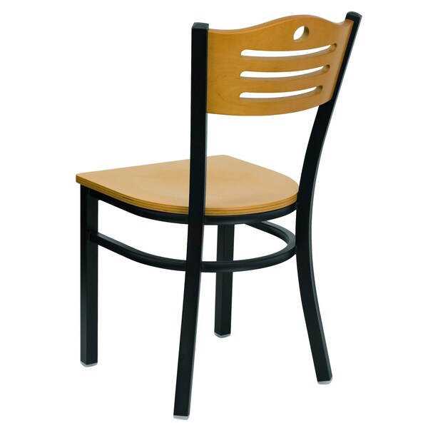 Bk/Nat Slat Chair-Wood Seat