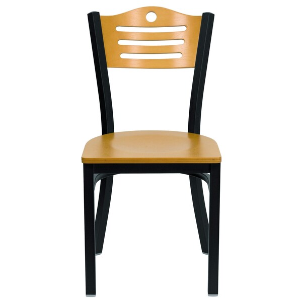 Bk/Nat Slat Chair-Wood Seat