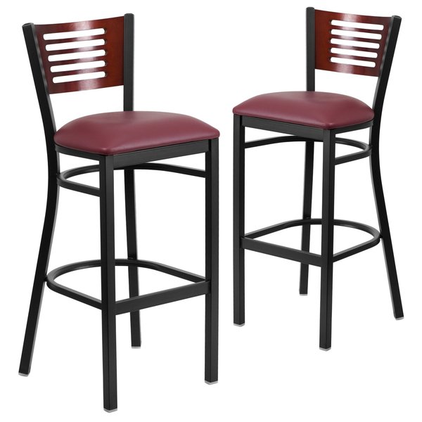 Bk/Mah Slat Stool-Burg Seat