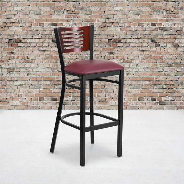 Bk/Mah Slat Stool-Burg Seat