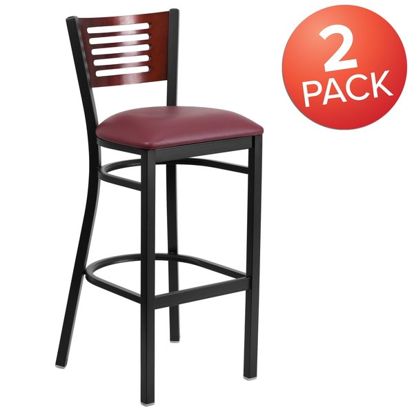 Bk/Mah Slat Stool-Burg Seat
