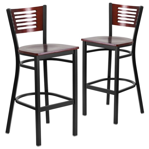 Bk/Mah Slat Stool-Wood Seat