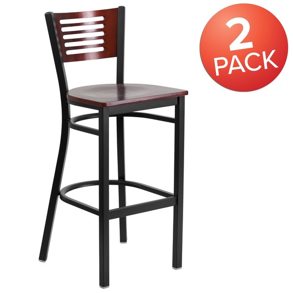 Bk/Mah Slat Stool-Wood Seat