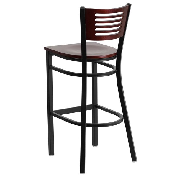 Bk/Mah Slat Stool-Wood Seat