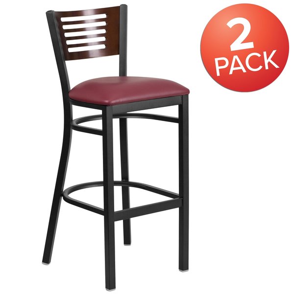 Bk/Wal Slat Stool-Burg Seat
