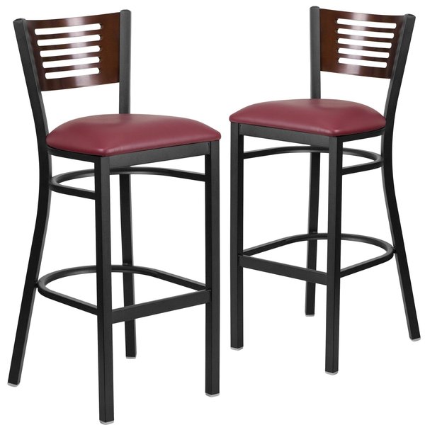Bk/Wal Slat Stool-Burg Seat