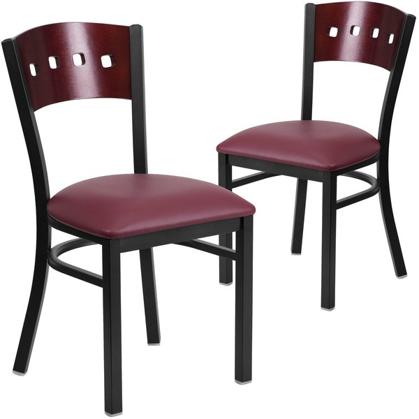 Bk/Mah 4 Sqr Chair-Burg Seat