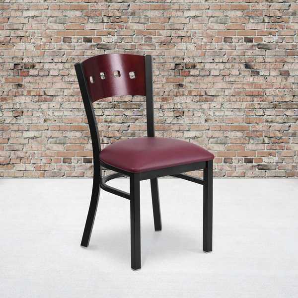 Bk/Mah 4 Sqr Chair-Burg Seat