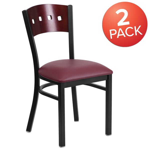Bk/Mah 4 Sqr Chair-Burg Seat