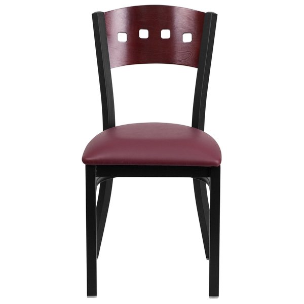 Bk/Mah 4 Sqr Chair-Burg Seat