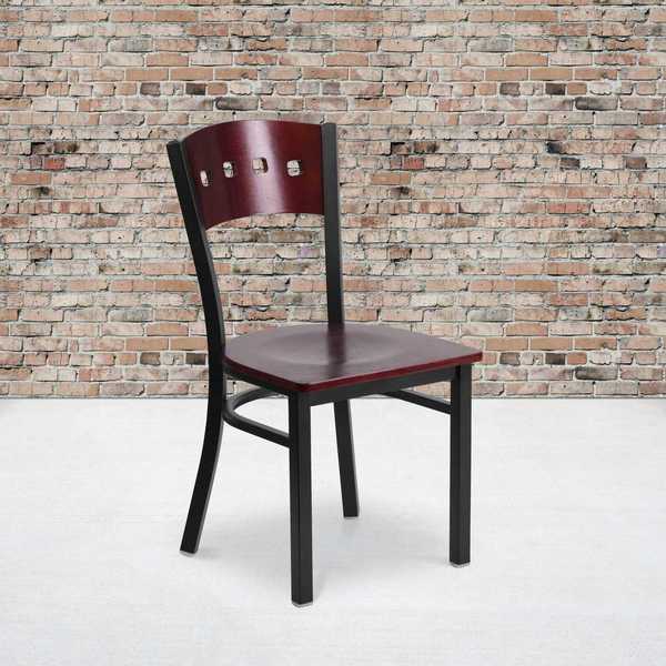 Bk/Mah 4 Sqr Chair-Wood Seat