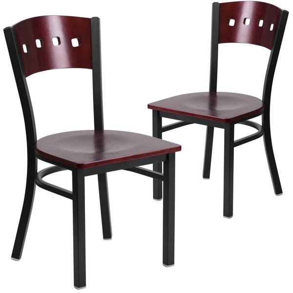 Bk/Mah 4 Sqr Chair-Wood Seat