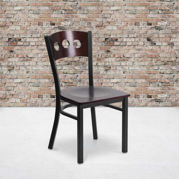 Bk/Wal 3 Circ Chair-Wood Seat
