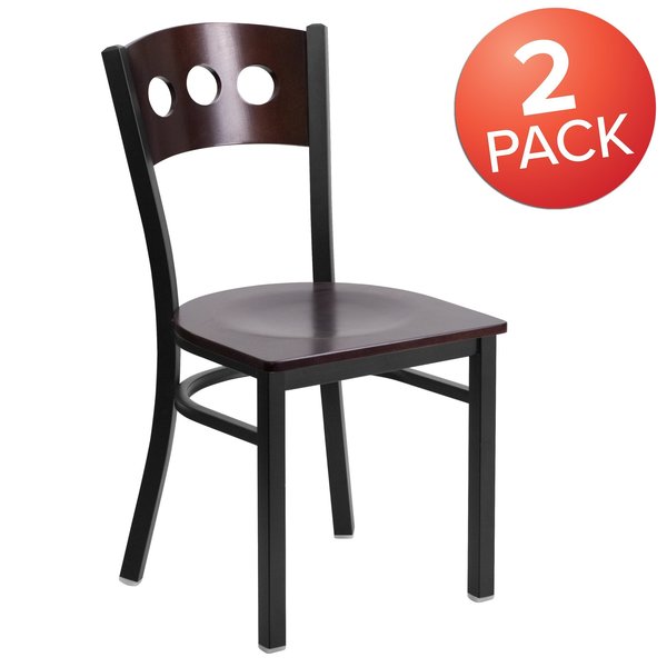Bk/Wal 3 Circ Chair-Wood Seat