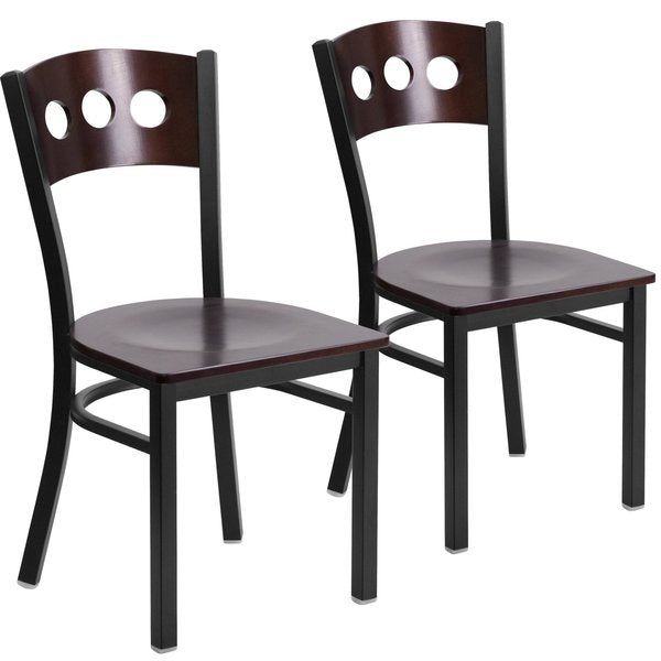 Bk/Wal 3 Circ Chair-Wood Seat