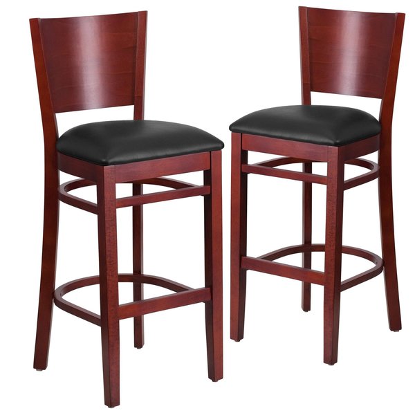 Mahogany Wood Stool-Blk Vinyl