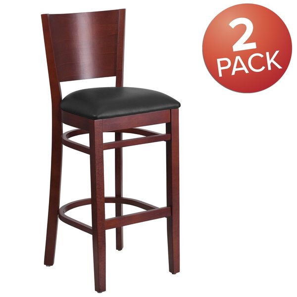 Mahogany Wood Stool-Blk Vinyl