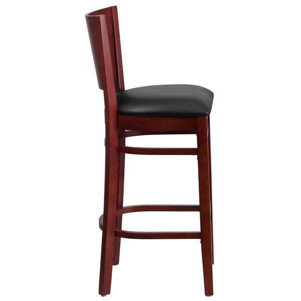 Mahogany Wood Stool-Blk Vinyl