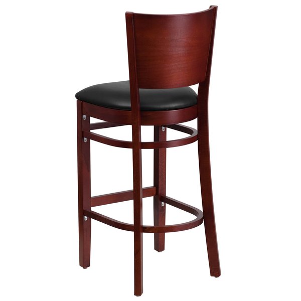 Mahogany Wood Stool-Blk Vinyl