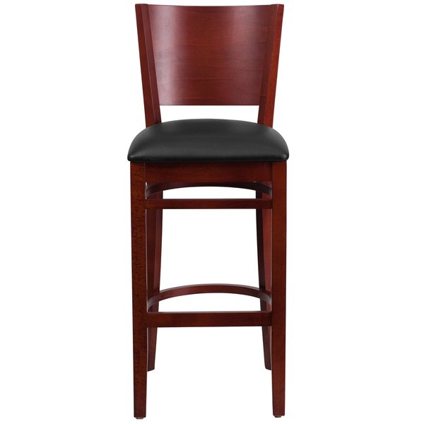 Mahogany Wood Stool-Blk Vinyl
