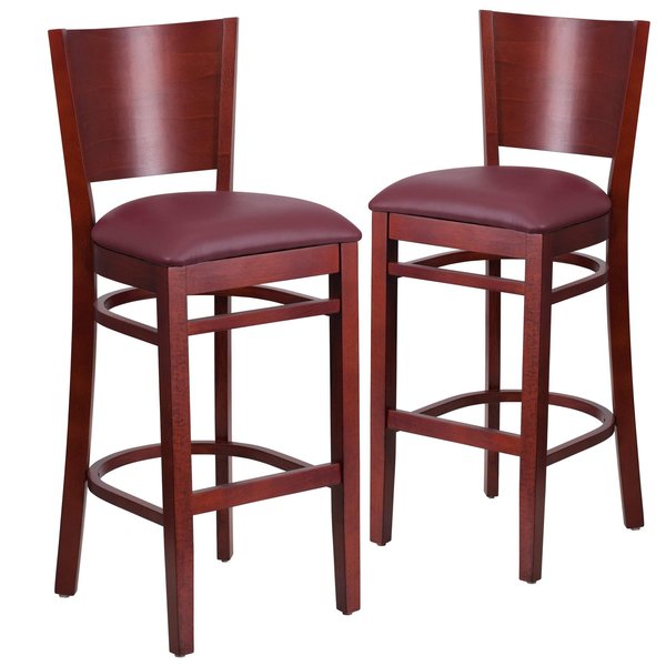 Mahogany Wood Stool-Burg Vinyl