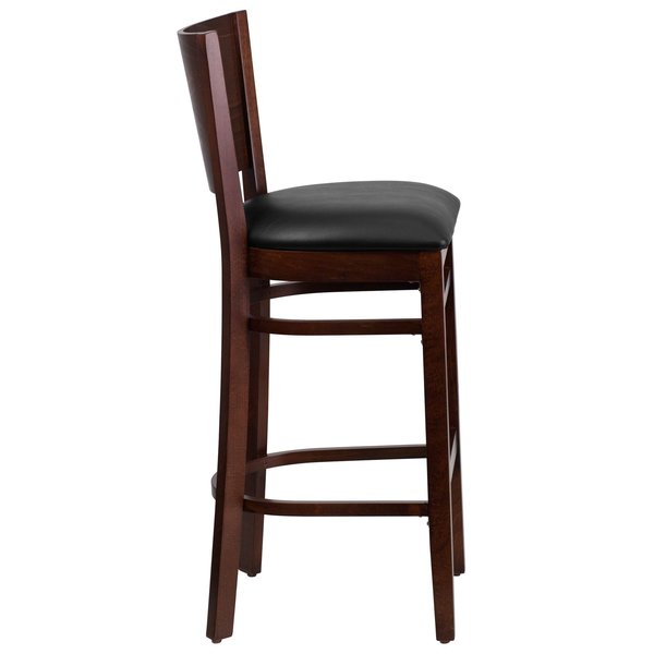 Walnut Wood Stool-Blk Vinyl
