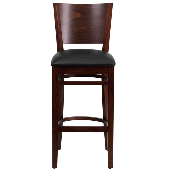 Walnut Wood Stool-Blk Vinyl