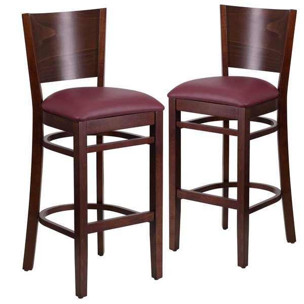 Walnut Wood Stool-Burg Vinyl