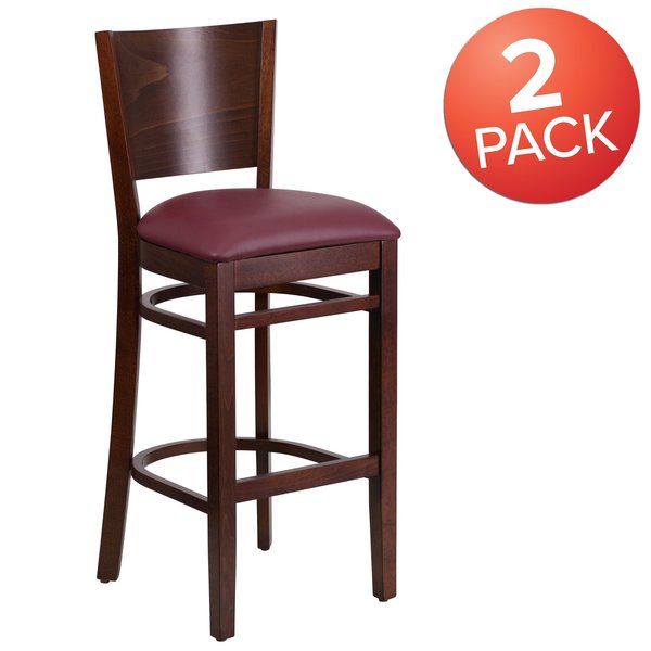 Walnut Wood Stool-Burg Vinyl