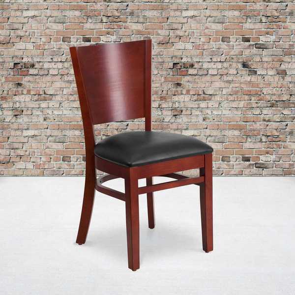 Mahogany Wood Chair-Blk Vinyl