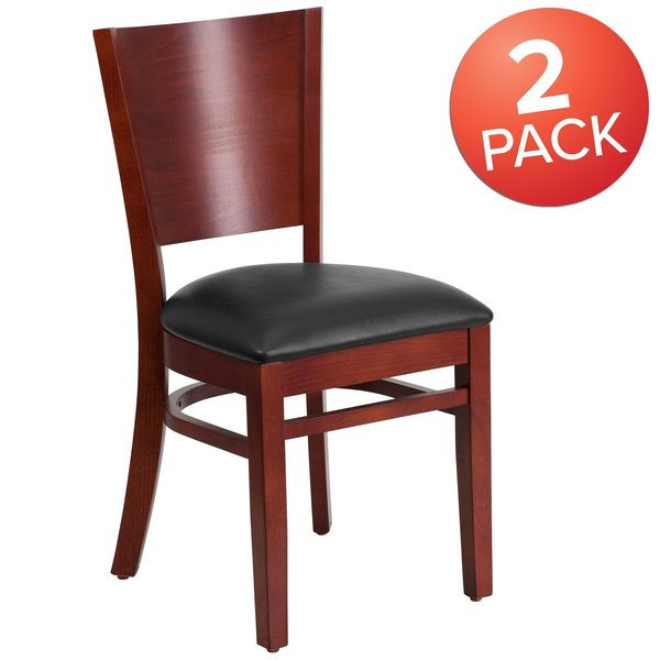 Mahogany Wood Chair-Blk Vinyl