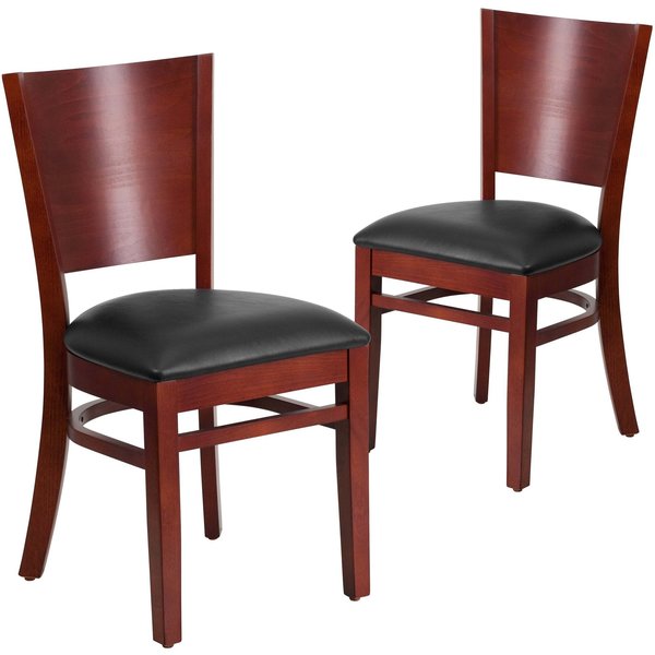 Mahogany Wood Chair-Blk Vinyl