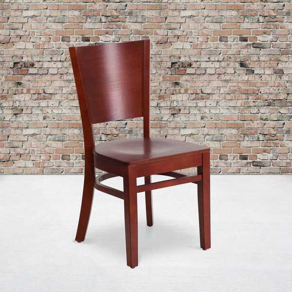 Lacey Series Solid Back Mahogany Wood Restaurant Chair