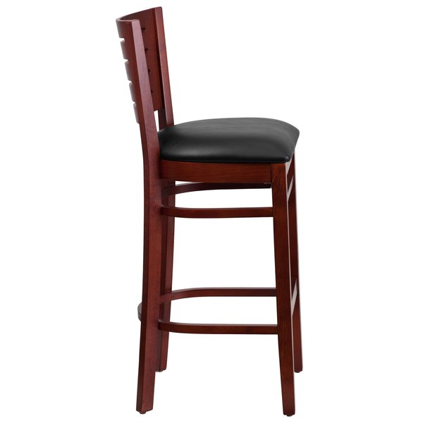 Mahogany Wood Stool-Blk Vinyl