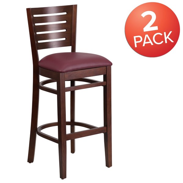 Walnut Wood Stool-Burg Vinyl