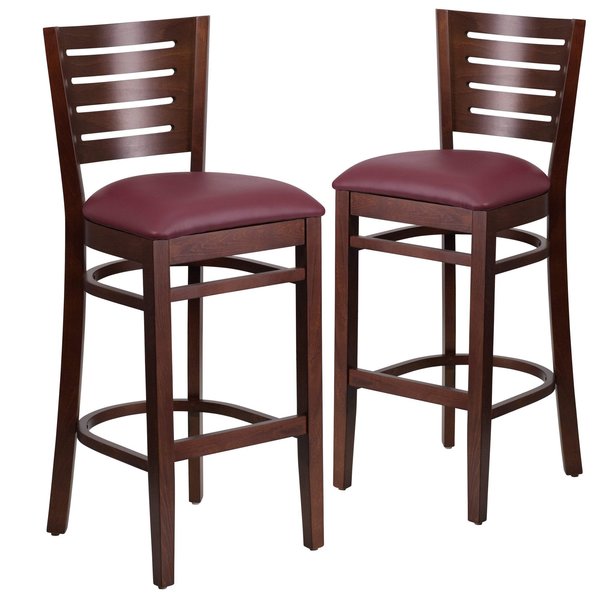 Walnut Wood Stool-Burg Vinyl