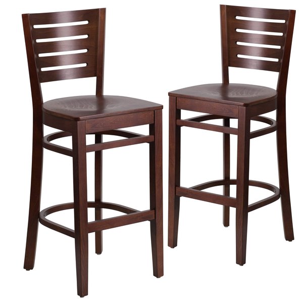 Darby Series Slat Back Walnut Wood Restaurant Barstool