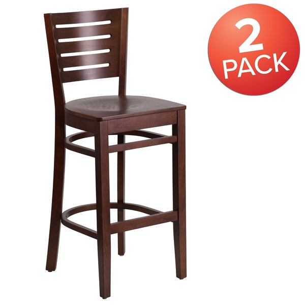 Darby Series Slat Back Walnut Wood Restaurant Barstool