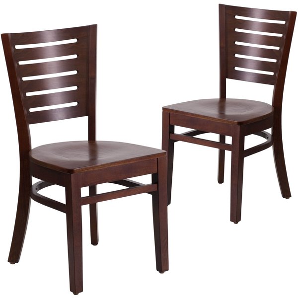 Darby Series Slat Back Walnut Wood Restaurant Chair